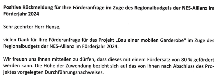 Read more about the article 📰 Regionalbudget 2024: Revolutionäre Lösung für Vereinsveranstaltungen – Unsere eigene mobile Garderobe! 🌟